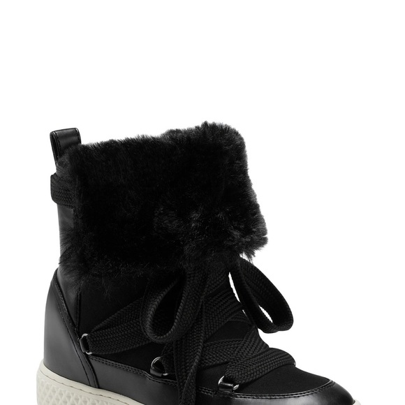 Aerosoles Zoya Lace Winter Boots‎ Black Combo Faux Fur Sz 8 - Picture 4 of 4